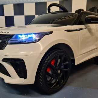 Land Rover Velar 12V, Ruedas de goma, ASIENTO POLIPIEL, RC, blanco - INDA301-AC